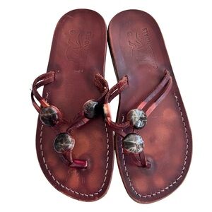 Camel Sandals Brown Leather Greek Roman Sandals Sz 38